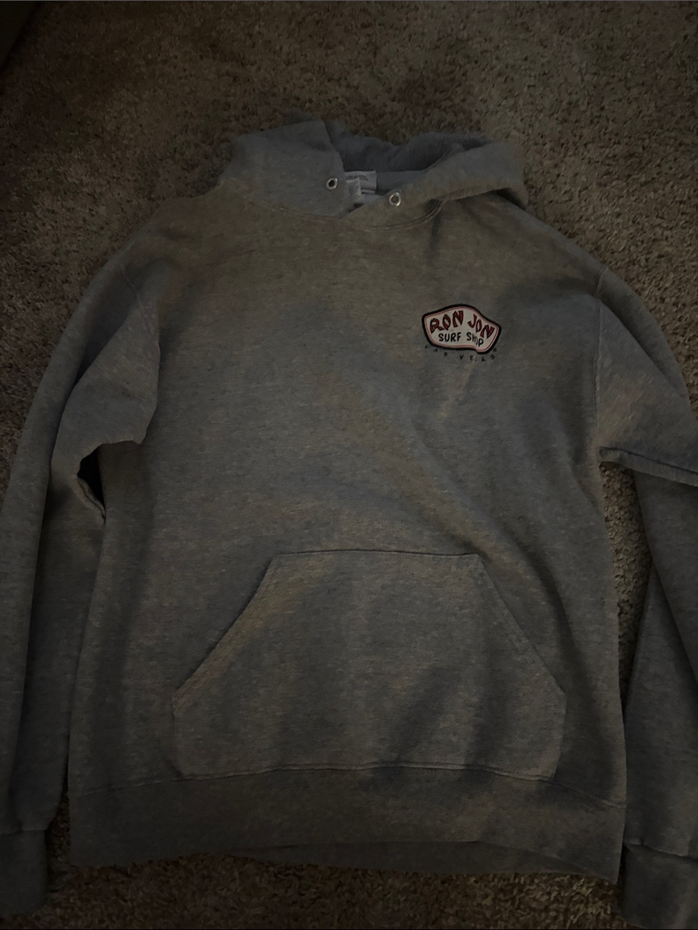 Ron Jon Heather Gray Pullover Hoodie with Chest Patch